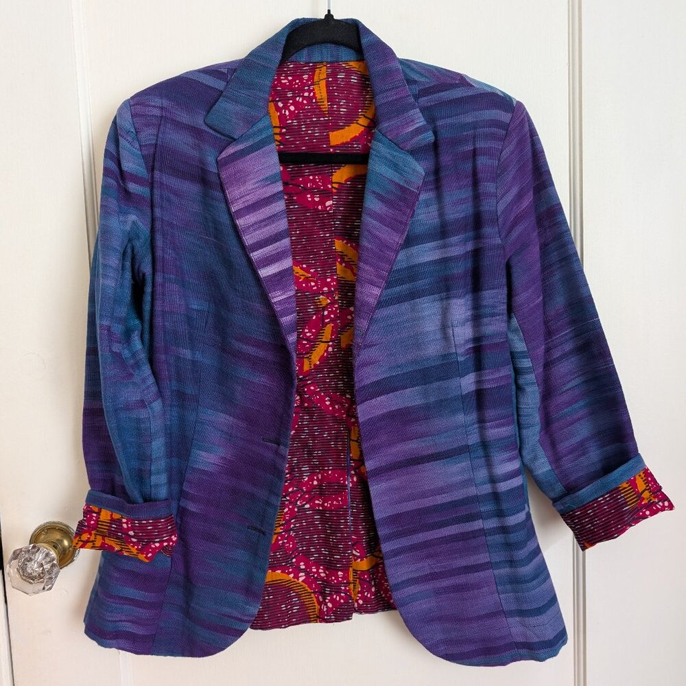 Stunning West African blazer with ankara/wax print lining